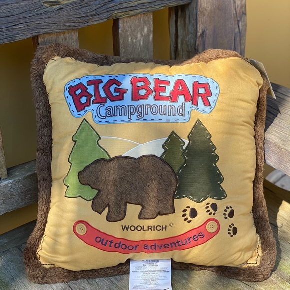 Woolrich Throw Pillows Big Bear Camping Adventures 18” x 18” - New - Picture 1 of 3